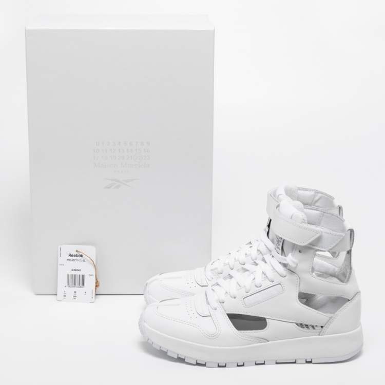 Pre Owned Maison Martin Margiela Reebok White Leather Tabi High Top Sneakers Size 39