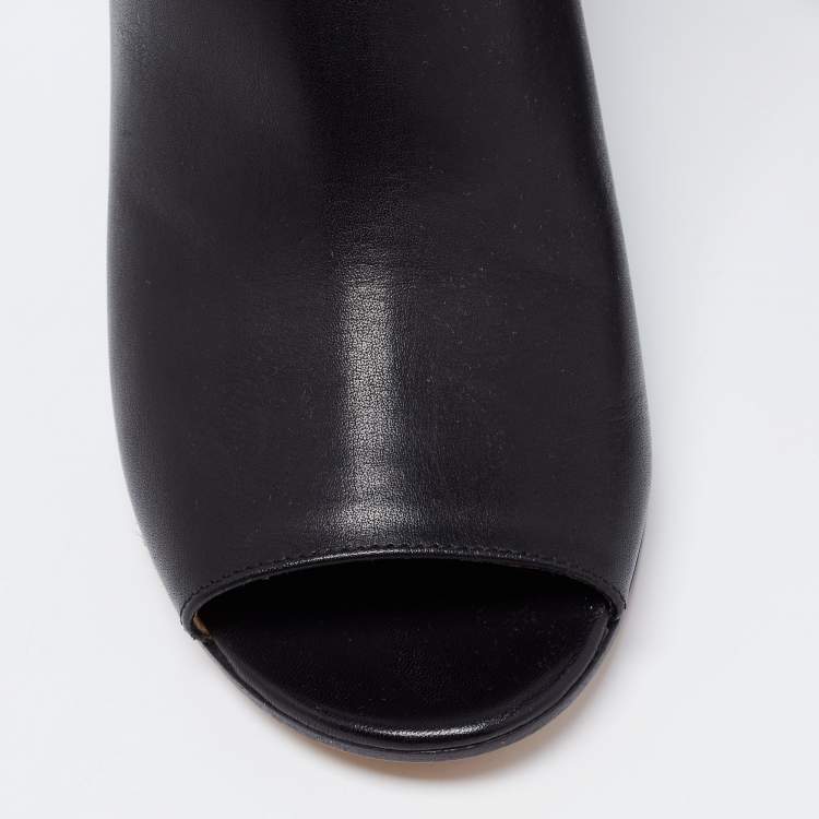 Pre Owned Maison Martin Margiela Black Leather Peep Toe Ankle Boots Size 39