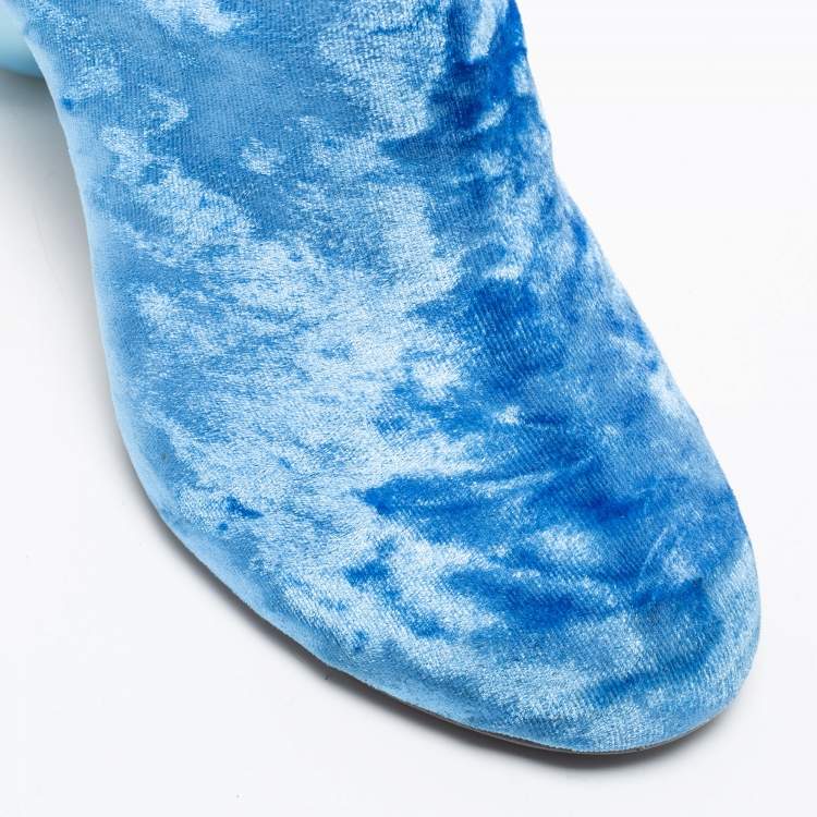 مملوكة مسبقًا  Maison Martin Margiela Blue Velvet Ankle Boots Size 37