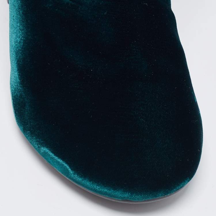 Pre Owned Maison Martin Margiela Green Velvet Embellished Ankle Boots Size 39