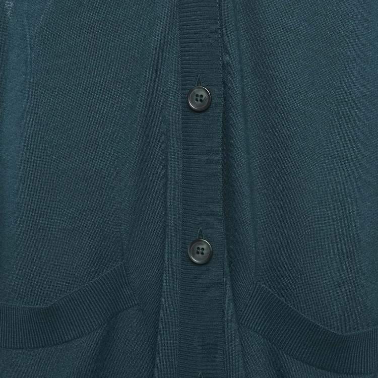 Pre Owned Maison Martin Margiela Dark Green Button Front Tie-Up Detail Cardigan S