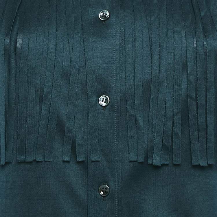 Pre Owned Maison Martin Margiela Green Jersey Silk Fringed Shirt M