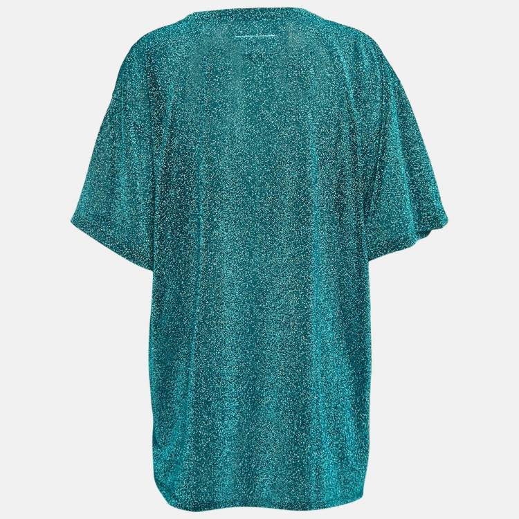 Pre Owned Maison Martin Margiela Blue Lurex Knit T-Shirt M