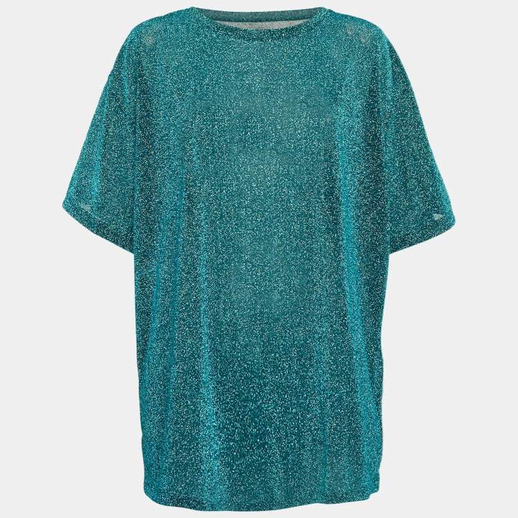 Pre Owned Maison Martin Margiela Blue Lurex Knit T-Shirt M