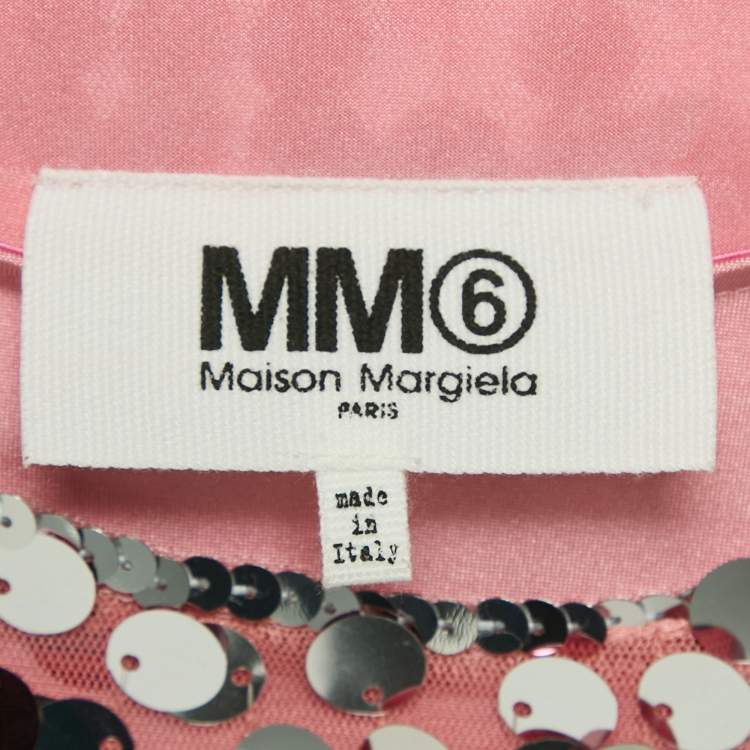 Pre Owned  Maison Martin Margiela Pink Sequin Embellished Jersey T-Shirt L