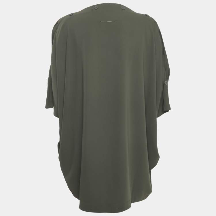 Pre Owned Maison Martin Margiela Olive Green Chiffon Short Dress S