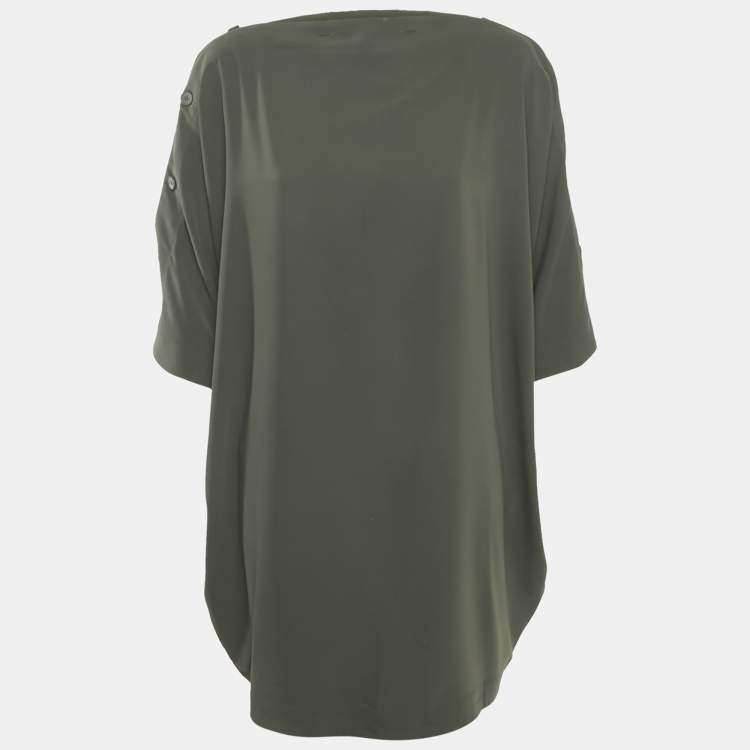 Pre Owned Maison Martin Margiela Olive Green Chiffon Short Dress S