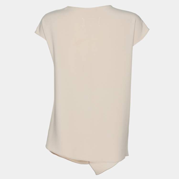 Pre Owned Maison Martin Margiela Beige Crepe Silk Knot Detail Top M