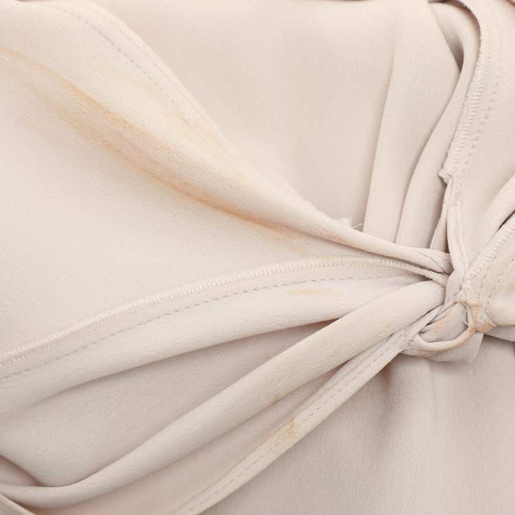 Pre Owned Maison Martin Margiela Beige Crepe Silk Knot Detail Top M