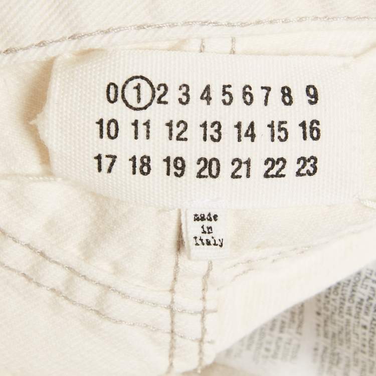 Pre Owned Maison Martin Margiela Off-White Denim Cut-Out High Rise Boyfriend Jeans S Waist 23"