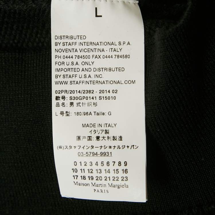 Pre Owned Maison Martin Margiela Black Wool Knit Crew Neck Sweatshirt L