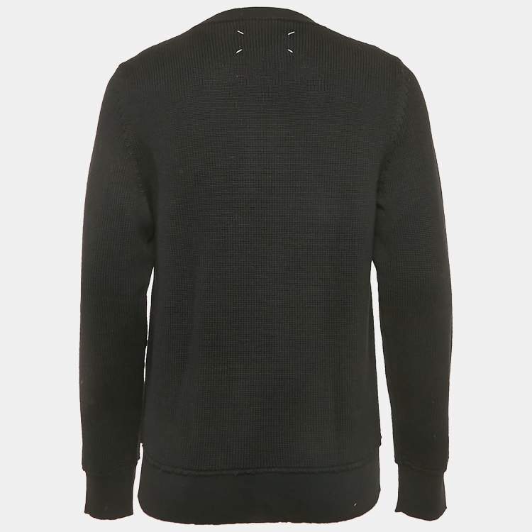 Pre Owned Maison Martin Margiela Black Wool Knit Crew Neck Sweatshirt L