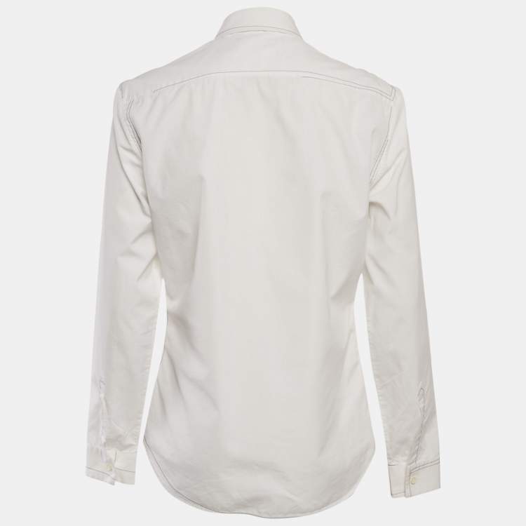 Pre Owned Maison Martin Margiela White Cotton Contrast Trim Shirt XS