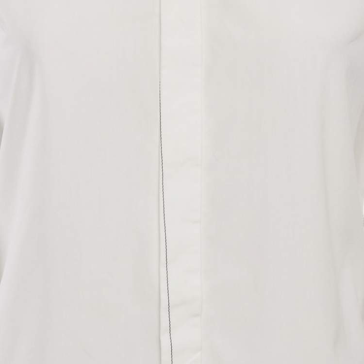 Pre Owned Maison Martin Margiela White Cotton Contrast Trim Shirt XS