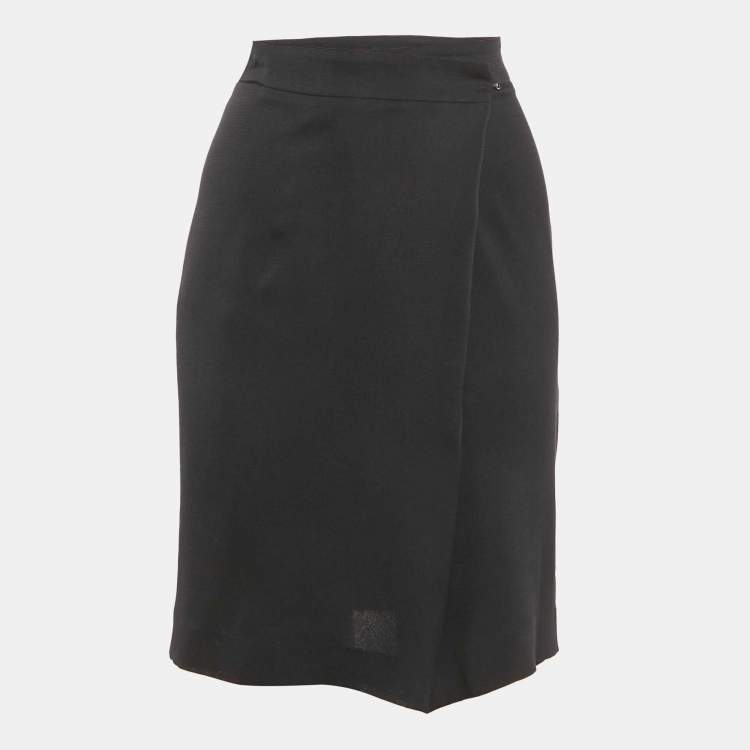 Pre Owned Maison Martin Margiela Black Silk Pleated Pencil Skirt M