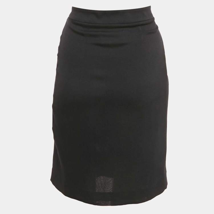 Pre Owned Maison Martin Margiela Black Silk Pleated Pencil Skirt M