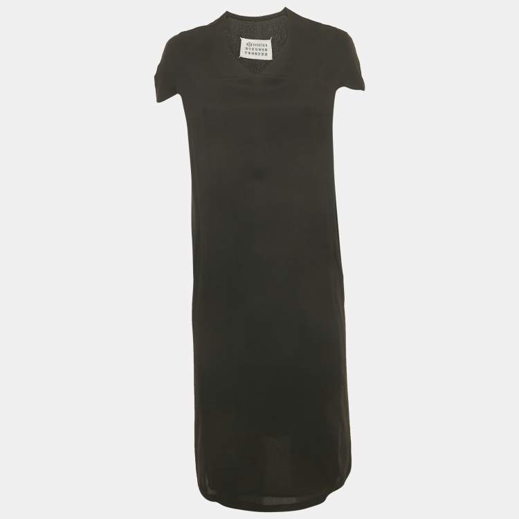 Pre Owned Maison Martin Margiela Black Crepe V-Neck Short Dress M