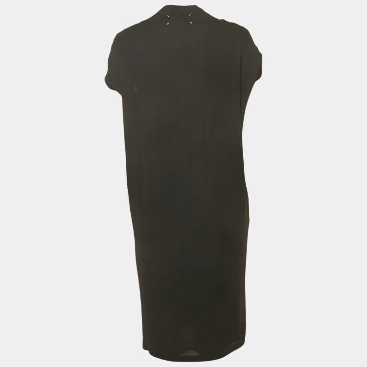 Pre Owned Maison Martin Margiela Black Crepe V-Neck Short Dress M