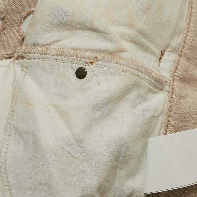 Pre Owned Maison Martin Margiela Beige Cut Out Detail Denim Jeans M Waist 28"