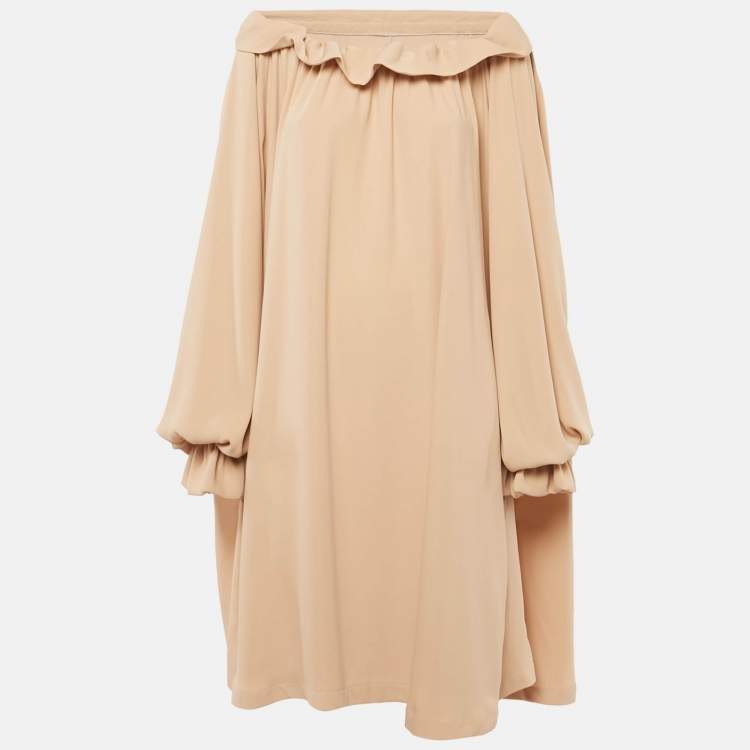 Pre Owned Maison Martin Margiela Beige Crepe Oversized Short Dress L