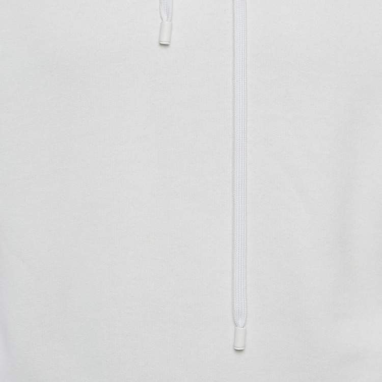 Pre Owned Maison Martin Margiela White Number Print Cotton Hooded Sweatshirt XS
