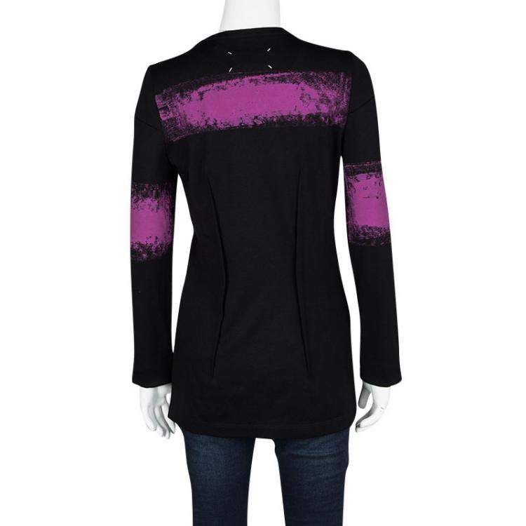 Pre Owned Maison Martin Margiela Black Contrast Print Long sleeve Tunic M