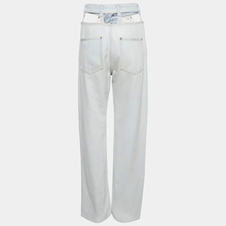 Pre Owned Maison Martin Margiela Light Blue Denim Cut-Out Jeans M Waist 25"