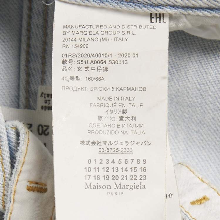 Pre Owned Maison Martin Margiela Light Blue Denim Cut-Out Jeans M Waist 25"