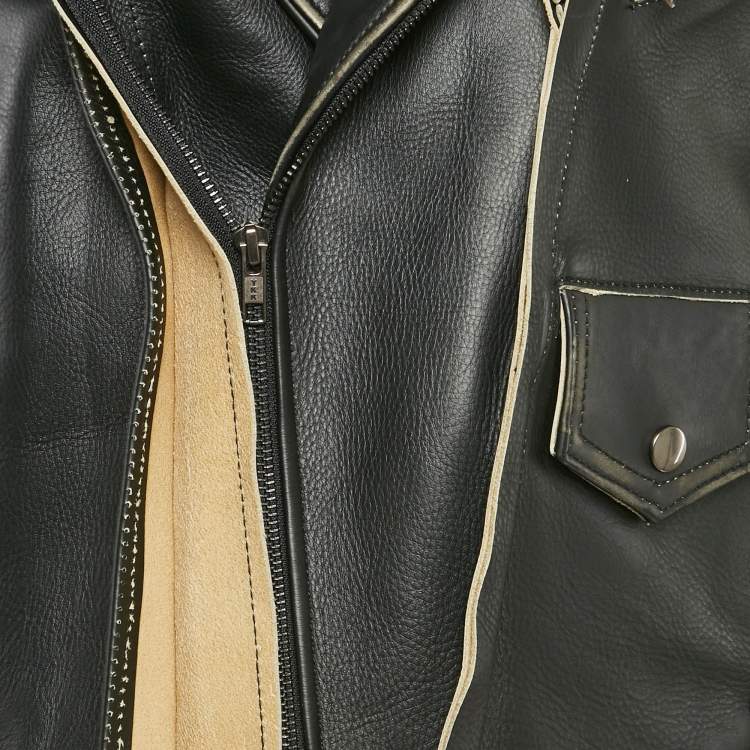 مملوكة مسبقًا Maison Martin Margiela x H&M Black Real Leather Jacket M