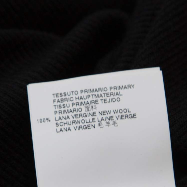 Pre Owned MM6 Maison Margiela Black Ribbed  Knit Turtle Neck High Low Sweater Dress M