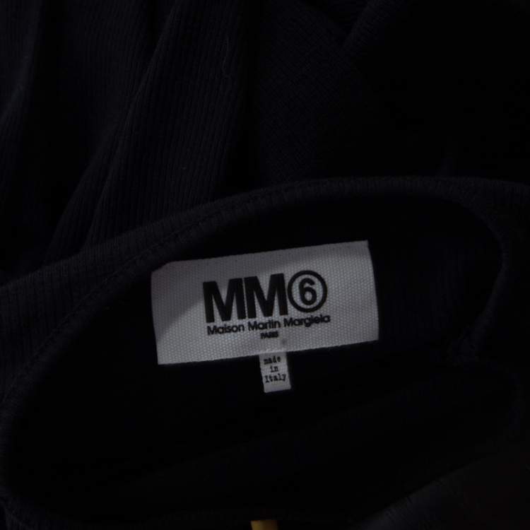 Pre Owned MM6 Maison Margiela Black Ribbed  Knit Turtle Neck High Low Sweater Dress M