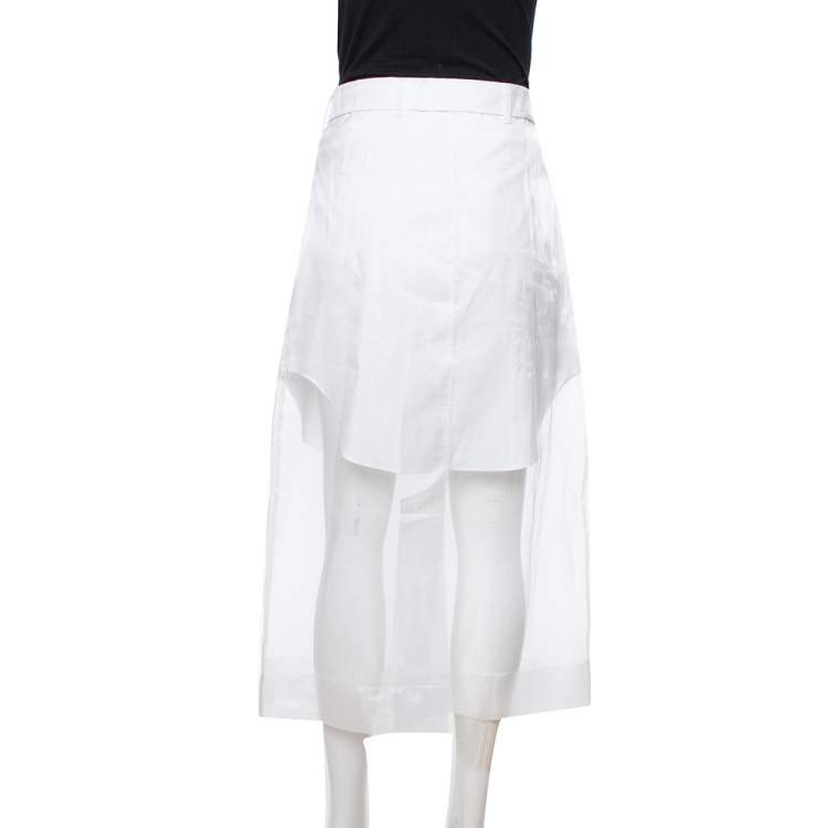 Pre Owned Maison Martin Margiela White Sheer Paneled Skirt L