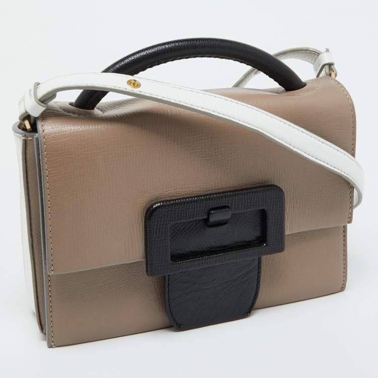 Pre Owned Maison Martin Margiela Tri Color Leather Top Handle Bag