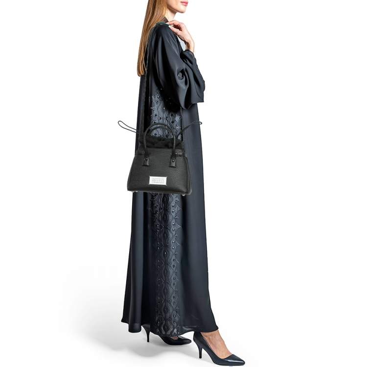 Pre Owned Maison Martin Margiela Black Leather 5AC Drawstring Top Handle Bag