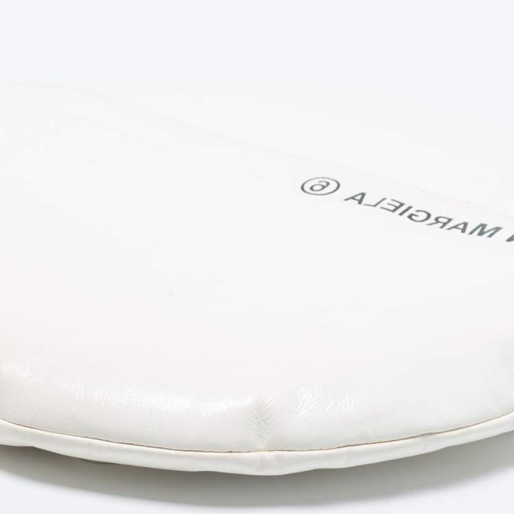 Pre Owned Maison Martin Margiela White Glossy Leather Ronde Round Pochette