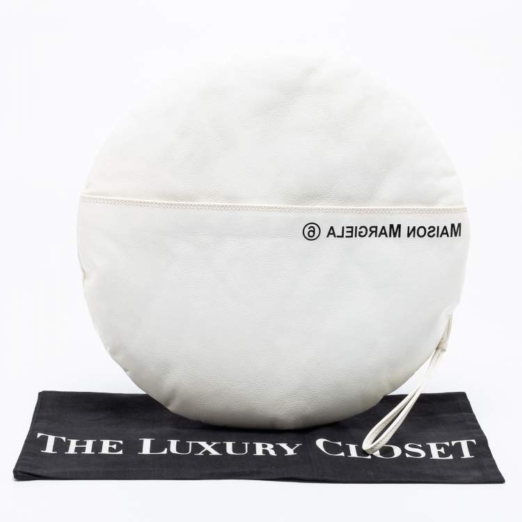 Pre Owned Maison Martin Margiela White Glossy Leather Ronde Round Pochette