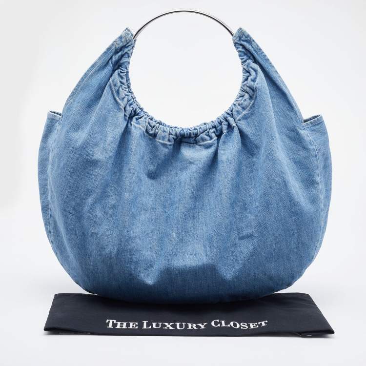 Pre Owned Maison Martin Margiela Blue Denim Large Hobo
