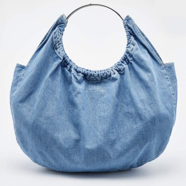 Pre Owned Maison Martin Margiela Blue Denim Large Hobo