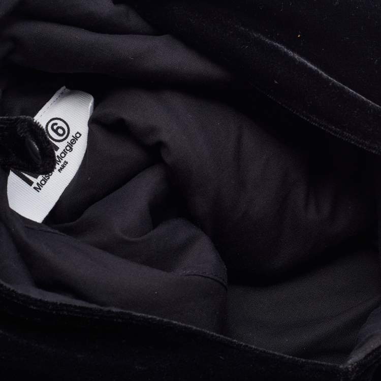 Pre Owned Maison Martin Margiela Black Velvet and Leather Hobo