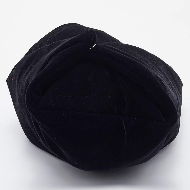 Pre Owned Maison Martin Margiela Black Velvet and Leather Hobo