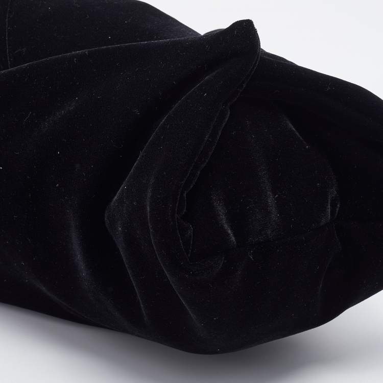 Pre Owned Maison Martin Margiela Black Velvet and Leather Hobo