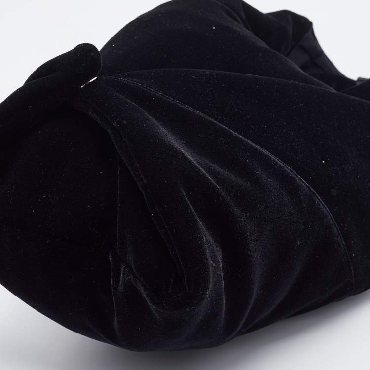 Pre Owned Maison Martin Margiela Black Velvet and Leather Hobo