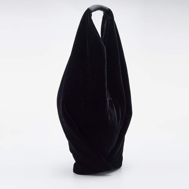 Pre Owned Maison Martin Margiela Black Velvet and Leather Hobo