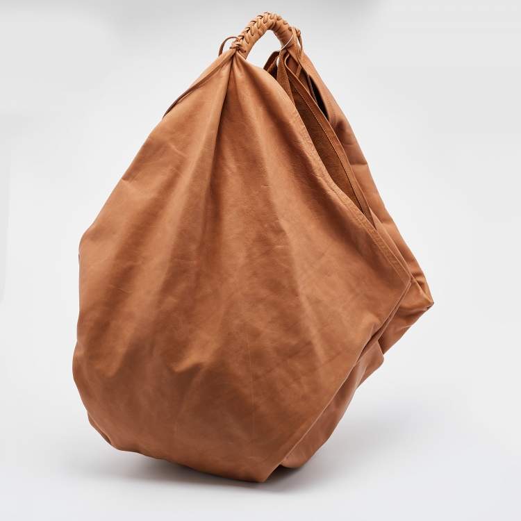 Pre Owned Maison Martin Margiela Brown Leather Oversized Hobo