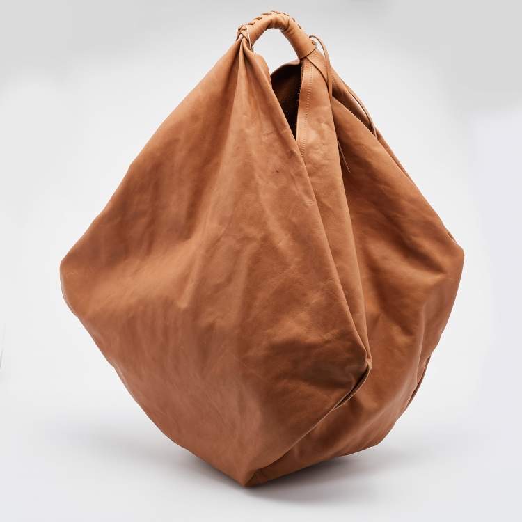 Pre Owned Maison Martin Margiela Brown Leather Oversized Hobo