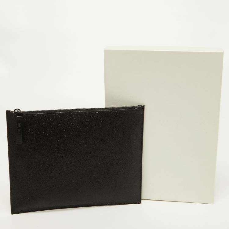 مملوكة مسبقًا Maison Martin Margiela Black Glitter and Leather Four Stich Clutch