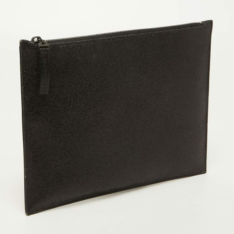 مملوكة مسبقًا Maison Martin Margiela Black Glitter and Leather Four Stich Clutch