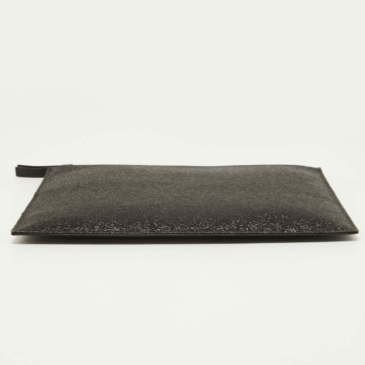 مملوكة مسبقًا Maison Martin Margiela Black Glitter and Leather Four Stich Clutch