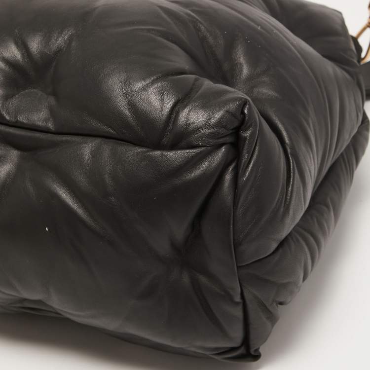 Pre Owned Maison Martin Margiela Black Leather Large Glam Sam Shoulder  Bag