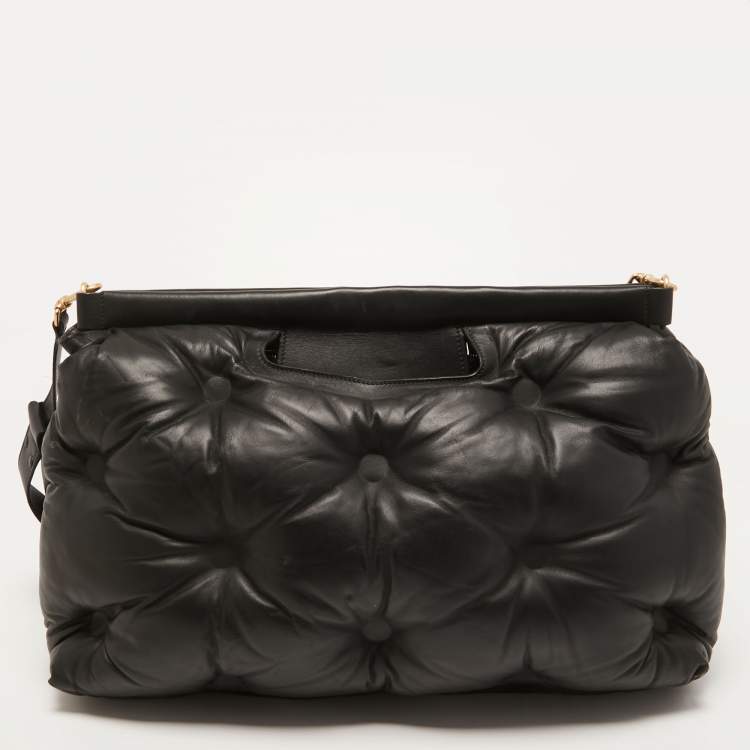 Pre Owned Maison Martin Margiela Black Leather Large Glam Sam Shoulder  Bag